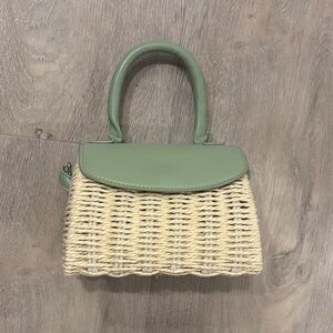 Primark Green and Cream Mini Woven Bag